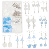 DIY Flower Drop Earring Making Kits, Including Acrylic Bead Caps & Pendants, Glass Pearl Beads, Brass Pendants & Earring Hooks & Pins & Chains, Platinum, Pendant: 56pcs/box