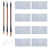 12Pcs 5 Style Practice Calligraphy Kits, with Chinese Calligraphy Brushes Pen, Spoon Shape Ink Tray Containers and Reusable Water Writing Cloth, Mixed Color, 9.6~33x4.4~6.8x2cm, 12pcs/set
