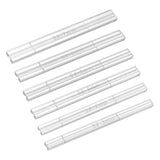 6Pcs 6 Styles Acrylic Zipper Guide Anti-overflow Tool, Glue Application Leak Proof Zip Sewing Ruler, Clear, 197x11.8~20.7x7.5~8mm, 1pc/style