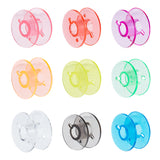 90Pcs 9 Colors Transparent Plastic Bobbins, Sewing Thread Holders, for Sewing Tools, Mixed Color, 20x10mm, Hole: 6mm, 10pcs/color