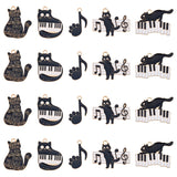 20Pcs 5 Style Music Theme Charm, Alloy Enamel Pendants, Cat with Piano & Music Scores, Black, 20~28x17~28x1.2mm, hole: 2mm, 4pcs/style