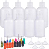 Plastic Glue Bottles Sets, with Fluid Precision Blunt Needle Dispense Tips, Bottle Stoppers, Funnel Hopper, Mixed Color, 100ml/50ml, 8pcs/set