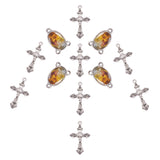 DIY Pendant Making, with Tibetan Silver Crucifix Cross Pendants and Alloy Links, Rosary Center Pieces, Chandelier Components, Oval, Easter, Mixed Color, 23x15x4mm, Hole: 2mm, 20pcs/set