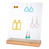 Transparent Acrylic Slant Back Earring Display Stands, Jewelry Organizer Holder with Wooden Base for Earring Storage, Clear, Finish Product: 21x7.1x25.5cm, Hole: 2mm