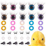 20 Sets 5 Colors Plastic Safety Craft Eye & 20Pcs Acrylic Doll Eyelashes, for DIY Doll Toys Puppet Plush Animal Making, Mixed Color, 17.5mm, 4 sets/color