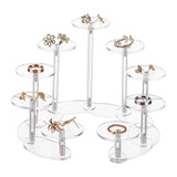 9-Tier Transparent Acrylic Products Adjustable Display Resers, Round Jewelry Display Stands, for Minifigures, Rings, Earring Storage, Clear, 42.3x4x12.3cm