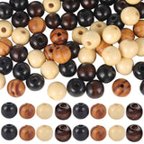 200Pcs 4 Colors Natural Unfinished Wood Beads, Round Wooden Loose Beads Spacer Beads for Craft Making, Lead Free, Mixed Dyed and Undyed, Mixed Color, 16x13.5~14mm, Hole: 4mm, 50pcs/color