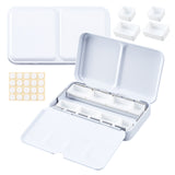 1Pc Iron Empty Watercolor Tin Box Palette Paint Case, with 20Pcs Plastic Empty Watercolor Paint Pans and 20Pcs Household Tape, for Art Painting Supplies, White, 22x11.55x2.4cm
