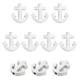 10Pcs 304 Stainless Steel Beads, Anchor, Stainless Steel Color, 14.5x14x3mm, Hole: 1.8mm