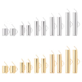 100Pcs 10 Style 304 Stainless Steel Slide On End Clasp Tubes, Slider End Caps, Golden & Stainless Steel Color, 8.5~19x5.5~6x4mm, Hole: 2~3.5x1~1.5mm, 10pcs/style