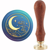 Brass Wax Seal Stamp with Handle, for DIY Scrapbooking, Moon Pattern, 89x30mm