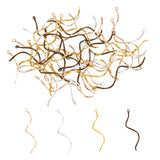 40Pcs 4 Colors Brass Wavy Eye Pins, Curved Line, Mixed Color, 18 Gauge, 52x9x1mm, Hole: 2.3mm, 10pcs/colors