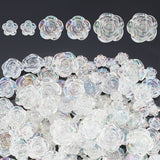 120Pcs 3 Style Transparent Plastic Beads, AB Color Plated, Rose, Clear AB, 11.5~23x12~23.5x5~9mm, Hole: 1.5~2mm