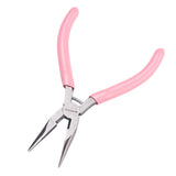 45# Carbon Steel Jewelry Pliers, Chain Nose Pliers, Wire Cutter, Pink, 12.35x8.6x0.8cm