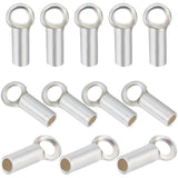 20Pcs 925 Sterling Silver Cord Ends, Silver, 6~7x1.5mm, Hole: 2mm, Inner Diameter: 1mm