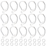 20Pcs 2 Style Brass Leverback Earring Findings with Loop, with 20Pcs Rack Plating Brass Jump Rings, 925 Sterling Silver Plated, 15.6x10x2mm, Hole: 1.4mm