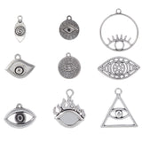 Tibetan Style Alloy Pendants & Cabochons & Pendants Rhinestone Setting, Eye, Antique Silver, 74x72x17mm, 36pcs/box