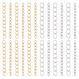 120Pcs 4 Style 304 Stainless Steel Curb Chains Extender, End Chains, Golden & Stainless Steel Color, 25mm, Link: 3~4x1.6~3x0.4~0.5mm, 30Pcs/style