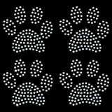 Paw Print Hotfix Glass Rhinestone, Iron on Patches Applique, For Shoes, Gartment and Bags Decoration, Clear AB, 48x51x1mm