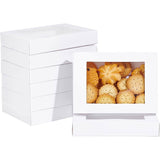 Rectangle Foldable Creative Cardboard Box, Gift Box, with Window, White, 14.4x10.45x2.4cm