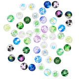 Glass Cabochons, Half Round/Dome with Clover Pattern, Mixed Color, 25mm, about 50pcs/bag