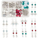 DIY Alloy with Glass Charm Earring Making Kit, Including Alloy Pendants & Links & Cabochon Settings, Glass Cabochons, Brass Earring Hooks & Jump Ring, Antique Silver & Platinum, Cabochons: 20Pcs