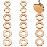 18Pcs 3 Style Alloy Grommet Eyelet Findings, Screw Together Grommet Ring, for Bag Making, Light Gold, 2.1~3x0.5~0.7cm, Hole: 10.5~16mm, 6pcs/style