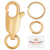 DIY Jewelry Making Finding Kits, Including 304 Stainless Steel Jump Rings, Brass Lobster Claw Clasps & Jump Rings, Golden, 18Pcs/box