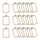 Rack Plating Alloy Rectangle Open Back Bezel Pendants, For DIY UV Resin, Epoxy Resin, Pressed Flower Jewelry, Antique Bronze, 33.5x21x3.5mm, Hole: 3mm, 45pcs/box