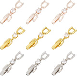 9Pcs 3 Color Brass Extender Chain, with Cubic Zirconia, Necklace & Bracelet Extender Accessories, Mixed Color, 35x6mm, 3pcs/color