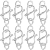 8Pcs 925 Sterling Silver S Shape Clasps, S-Hook Clasps, with Double Jump Rings, 925 Sterling Silver Plated, 8.5x7x1mm, Hole: 2.6mm