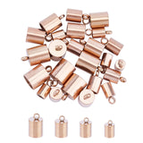 304 Stainless Steel Cord Ends, End Caps, Column, Rose Gold, 8~11x4~7mm, Hole: 2~3mm, Inner Diameter: 3~6mm, 24pcs/box