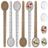 DIY Straight Rulers Bookmark Making Kit, Including Alloy Cabochon Setting, Butterfly & Castle Glass Oval Cabochons, Mixed Color, 135x23x2mm, 16Pcs/bag