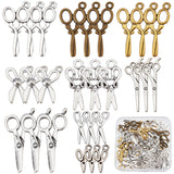 72Pcs 9 Style Tibetan Style Zinc Alloy Pendants, Cadmium Free & Lead Free, Scissor Shapes, Mixed Color, 15~30x8.5~14x1.5~3.5mm, Hole: 1~3mm, 8pcs/style