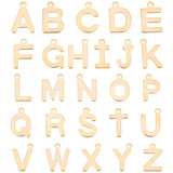 304 Stainless Steel Charms, Laser Cut, Alphabet A~Z, Golden, 12x6~10.1x0.5~0.7mm, Hole: 1.2~1.4mm, 26pcs/set, 2sets, 52pcs/box