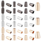 54Pcs 9 Style Zinc Alloy Cord Ends, End Caps, Bullet & Cone & Column, Mixed Color, 13~15.5x7~10.5mm, 6pcs/style