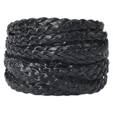 Flat PU Leather Braided Cord, for Craft Making, Black, 7x2mm, about 5.47 Yards(5m)/Bundle