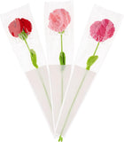 3Pcs 3 Colors Cotton Knitting Artificial Flower, Ornament Accessories, with Package Bag, Mother's Day Theme, Dianthus Caryophyllus, Mixed Color, 435mm, 1pc/color