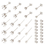 80Pcs 4 Colors 304 Stainless Steel Post Stud Earring Settings with 316 Surgical Stainless Steel Pins and 80Pcs 304 Stainless Steel Ear Nuts, Stainless Steel Color, 3~8mm, pin: 0.8mm, fit for 3~8mm rhinestone, 20pcs/color