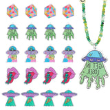 20Pcs 5 Style Alien Theme Colorful Acrylic Pendants, Mouth with Alien & UFO & Magic Cube, Mixed Color, 37~44.5x29~45.5x2~2.5mm, Hole: 1.5~2mm, 4pcs/style