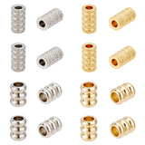 40Pcs 4 Style 304 Stainless Steel Beads, Groove Beads, Column, Golden & Stainless Steel Color, 7~11x5.5~6mm, Hole: 3mm, 10pcs/style