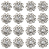 16Pcs 1-Hole Alloy Shank Buttons, with Rhinestone, Flower, Platinum, Crystal, 19.5x20x10mm, Hole: 1.6mm