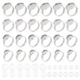 DIY Finger Rings Making Kits, with Adjustable 304 Stainless Steel Finger Rings Components, Transparent Glass Cabochons and Box Container, Flat Round, Stainless Steel Color, 8.2x8.2x2.7cm, 48pcs/box