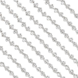 Iron Rhinestone Cup Chains, Wave Chain with Flat Round, with Curb Chains, with Card Paper, for Wedding Dress Decorative, Platinum, 8.5x4mm