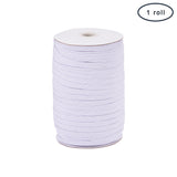 Flat Elastic Cord, White, 6x1mm, about 200yards/roll(600 feet/roll)