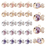 24Pcs 6 Colors Alloy Charms, with Rhinestones, Cadmium Free & Lead Free, Fish, Mixed Color, 11.5x14.5x7mm, Hole: 1.8mm, 4pcs/color