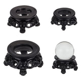 3Pcs 3 Style Resin Crystal Ball Display Pedestal, Carved Stump Crystal Spheare Holder, Black, 38~57.5x40~62x21~29.5mm, 1pc/style