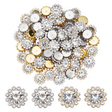 80Pcs 2 Colors Sew on Rhinestone, Resin Rhinestone, with Iron Prong Settings, Garments Accessories, Faceted, Flower, Platinum & Golden, 16x7.5mm, Hole: 5x3mm, 40pcs/color