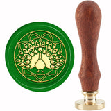 Brass Wax Seal Stamp with Handle, for DIY Scrapbooking, Peacock Pattern, 89x30mm