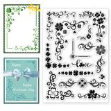 Custom PVC Plastic Clear Stamps, for DIY Scrapbooking, Photo Album Decorative, Cards Making, Clover, 160x110mm